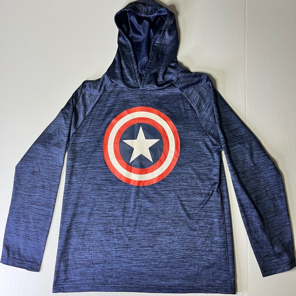 Marvel Youth Large Captain America Hoodie Blue Boys Girls Marvel‎ Kids LG.